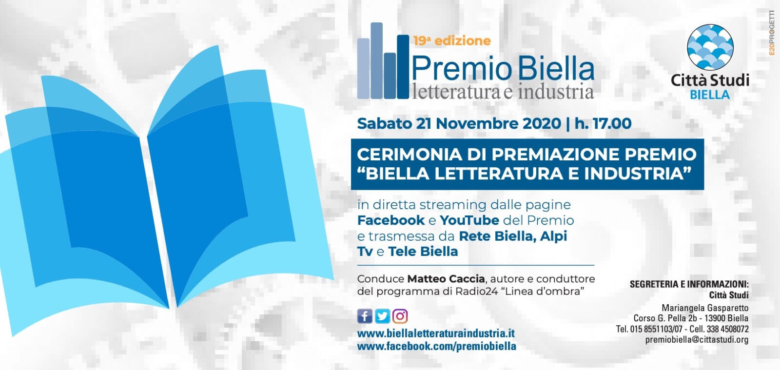 Premiazione dei vincitori del Premio Biella 2020 con ospiti straordinari | Premio Biella Letteratura Industria