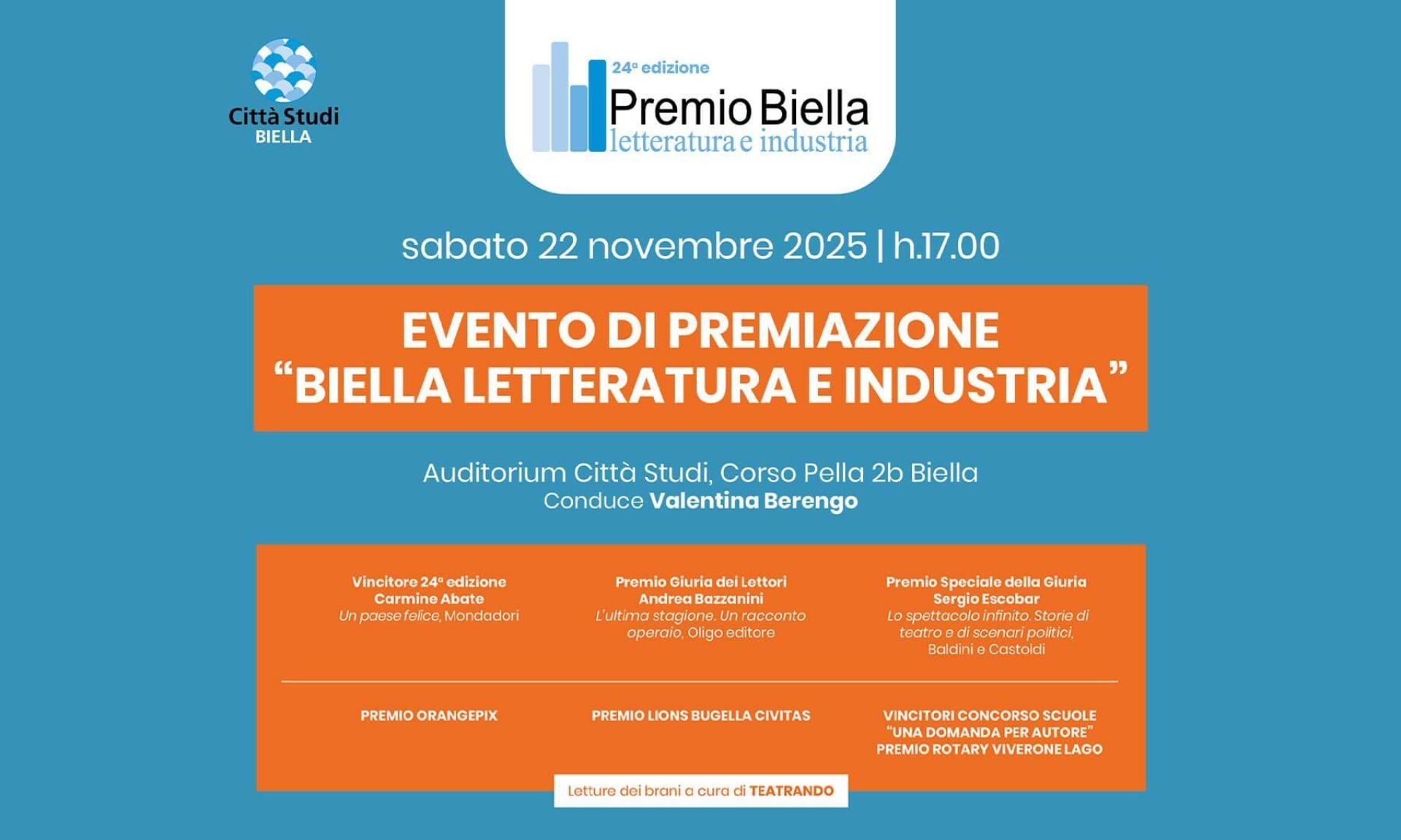 Sabato 22 Novembre 2025 - h. 17.00 - Evento di premiazione 